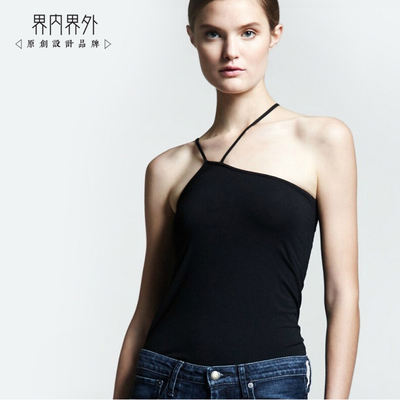 Spring and Summer new women's wear off-the-shoulder, slimming, halter top, base layer, irregular solid color mini tank top