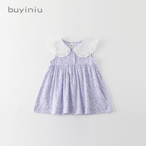Childrens dress cloth girl girl baby Summer foreign flower skirt girl doll collar Princess skirt