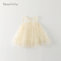 Girl princess dress cloth girl girl baby Summer foreign net dress dress little girl Super fairy Net red dress