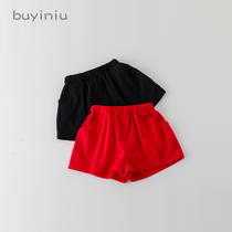 Girls shorts cloth Girls Girls summer foreign wearing pants childrens loose casual pants thin solid color