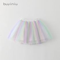 Girls skirt cloth girl girl Summer gauze princess dress childrens foreign rainbow gauze skirt