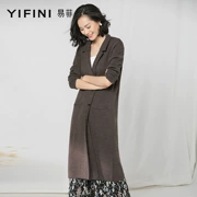 Yi Fei mùa thu mới thả lỏng dài tay phù hợp với cổ áo dài đan áo len cardigan áo khoác nữ - Đan Cardigan