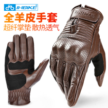 Motorcycle gloves Mens riding motorcycle electric car four seasons comfortable and breathable off-road knight protective gear goatskin gloves