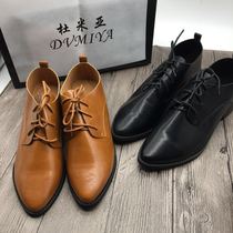 Dumiya 885-3 straps British wind pointed small single shoes college style comfortable flat bottom strap black single shoes