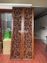 Dongyang wood carving Chinese decoration carved hollow relief entrance partition screen Xiangyun flower board partition solid wood customization