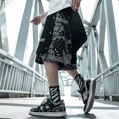 National Chao brand summer cashew fruit fake two shorts men's loose hip-hop high street basketball sports five-point breasted pants