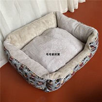 Fully removable and washable large and medium puppy nest thickened wool velvet coral warm nest mat movable purple nest
