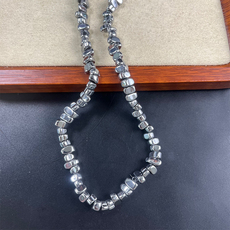 DIY аксессуары 7mm不规则天然黑胆石电镀银色一条40厘米长散珠配珠隔珠diy饰品串