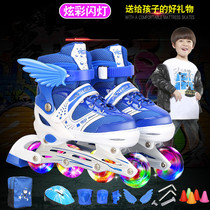 Skate childrens set for boys and girls roller skating straight Roller Skates roller skates adjustable size flash wheel