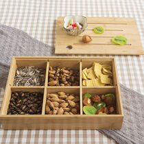 Bamboo solid wood fruit plate with lid dried fruit box fruit plate multifunctional snack candy plate European nut box