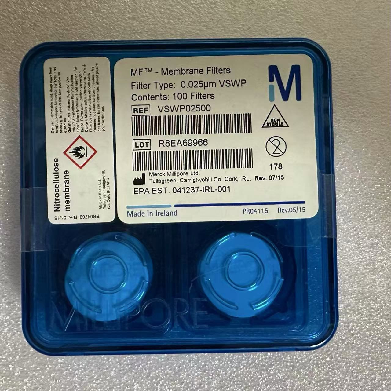 Millipore密理博25mm 0.025um混合纤维素MCE过滤膜VSWP02500