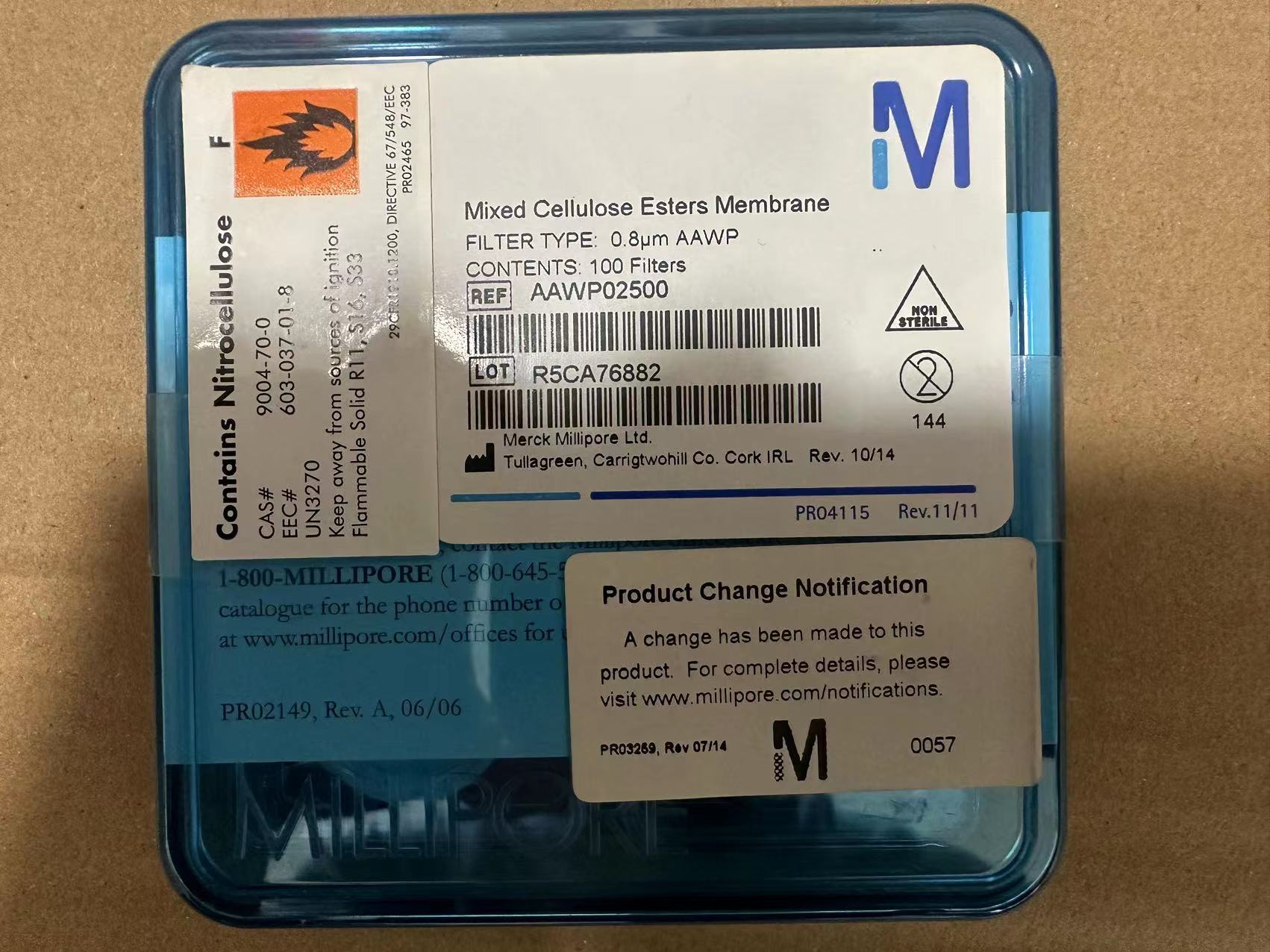Merck Millipore默克AAWP02500密理博25mm 0.8um混合纤维素过滤膜