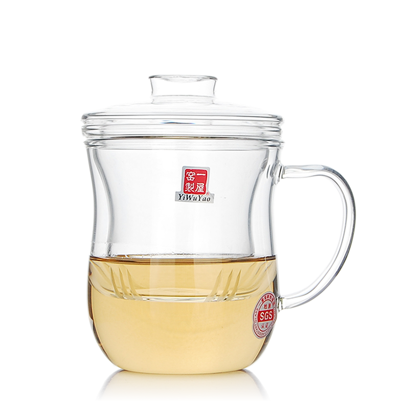 One House kiln High Borosilicate heat-resistant lead-free glass Teana office flowers green tea cover Cup FH-361M lid liner