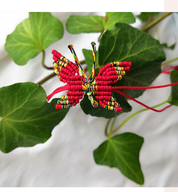 Dây nhiều màu đỏ dệt bướm Mori mùa hè handmade vòng tay bạn gái món quà nữ ngọc dòng trang sức mắt cá chân chuỗi - Vòng chân lắc chân chuông
