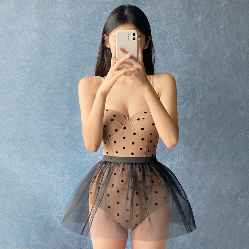 One-piece sexy small chest push-up swimsuit women's summer 2022 new cover belly slimming hot spring Korean ins conservative students