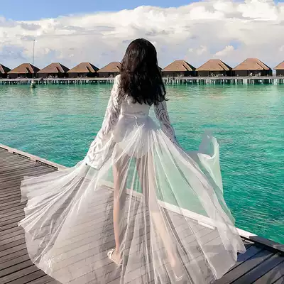 One-piece two-piece seaside resort swimsuit female summer fairy fan sexy thin Sanya photo sunscreen Beach Skirt