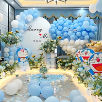 Doraemon-themed birthday decoration and proposal scene arranged in the same city.