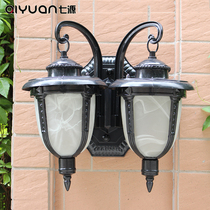 Creative Mediterranean waterproof outdoor double head wall lamp retro courtyard lamp outdoor aisle balcony staircase corridor wall lamp