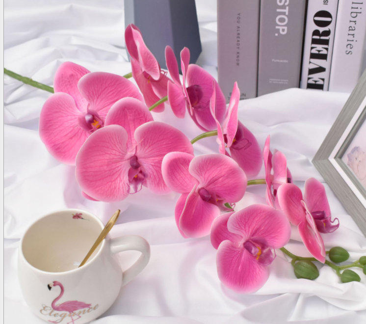 Manufacturer straight for emulated flower orchid 9 head 3D butterfly lanky flower table living-room bedroom for putting fake flowers