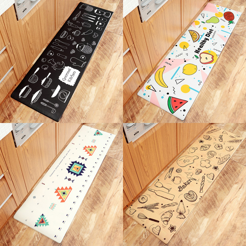 Kitchen floor mat can be wiped disposable pvc non-slip household kitchen mat floor mat oil-proof waterproof long strip kitchen carpet