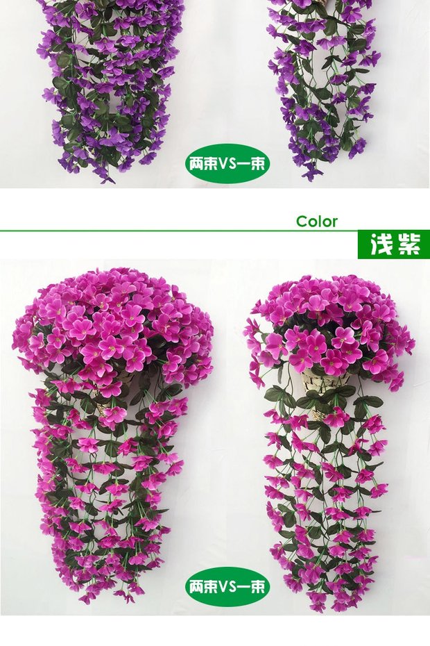 Hoa giả hoa giả tím treo hoa nho treo tường treo hoa lan treo giỏ hoa phòng khách ban công trang trí hoa - Hoa nhân tạo / Cây / Trái cây chậu hoa giả đẹp