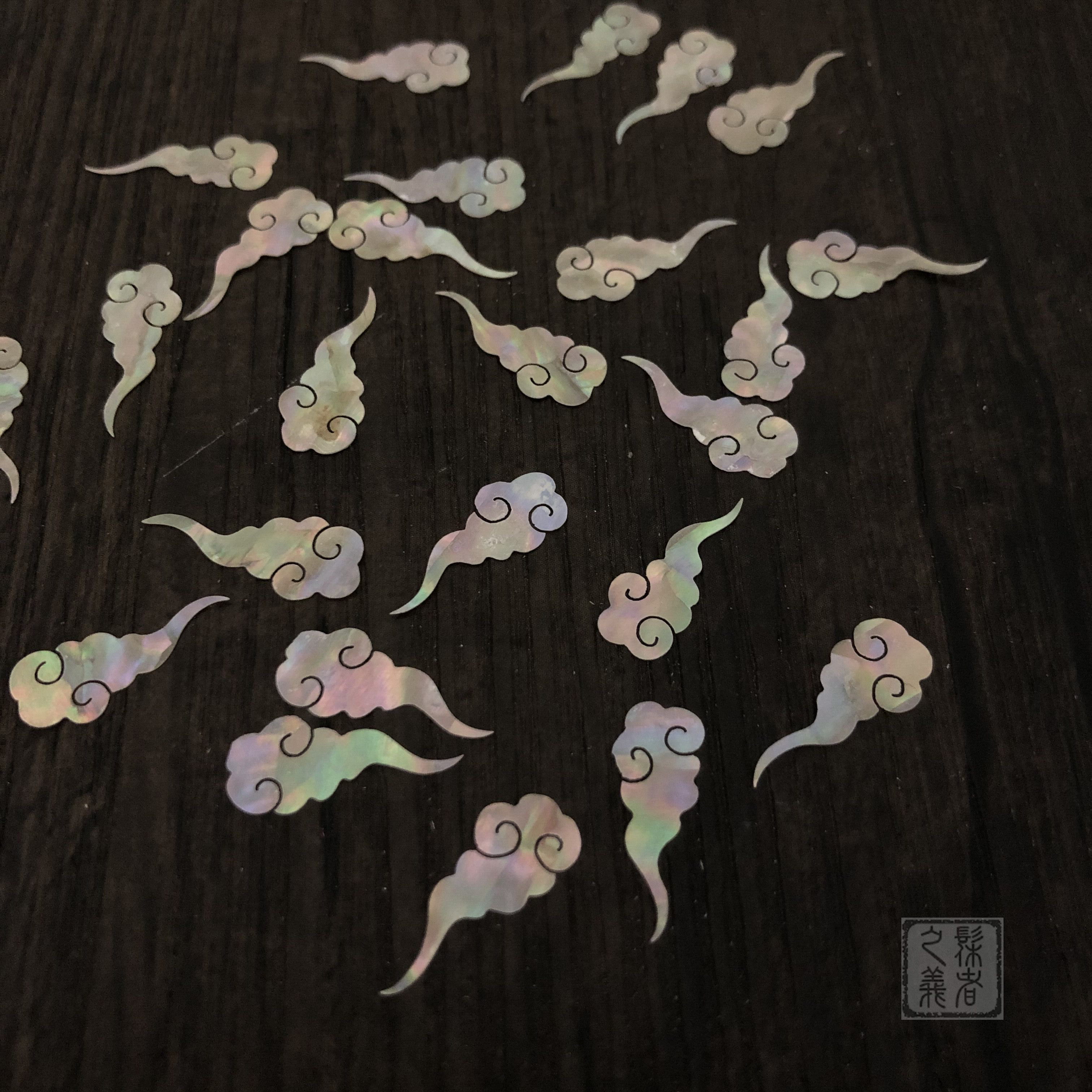 Mother-of-pearl flower (Xiangyun) cut from the original piece, lacquer art material, natural mother-of-pearl, large lacquer inlay