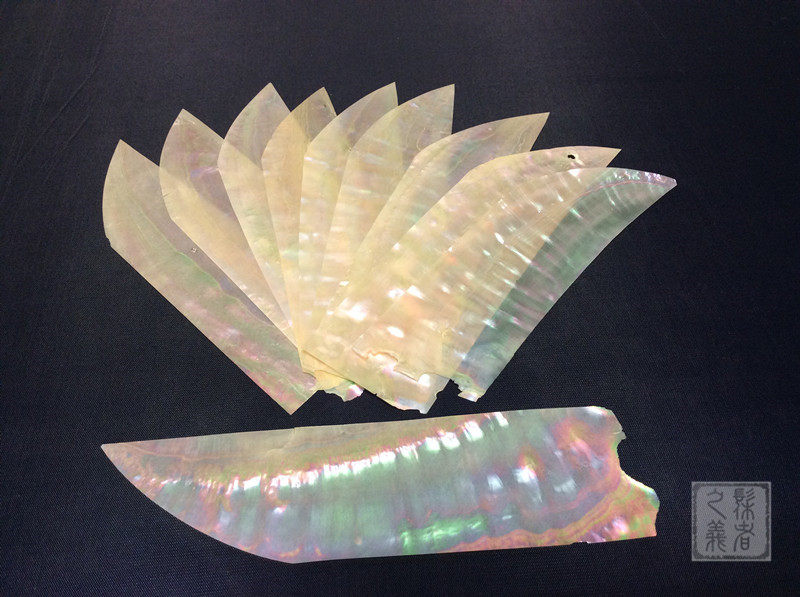 Japanese Spiroplatinum Sheet (Abalone Bay Green Bay) Snail Platinum Inlaid With Cut Bay Extremely Thin Lacquer Art Painting Material