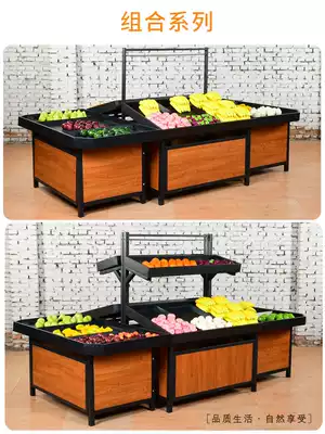 Supermarket fruit shelf display rack multifunctional fruit shelf vegetable shelf steel wood frame fruit shop wooden