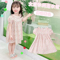 2022 Summer new womens children Broken Flowers One-piece Dress Child Princess Dress Little Girl Baby Pure Cotton Boy Dress Foreign Air