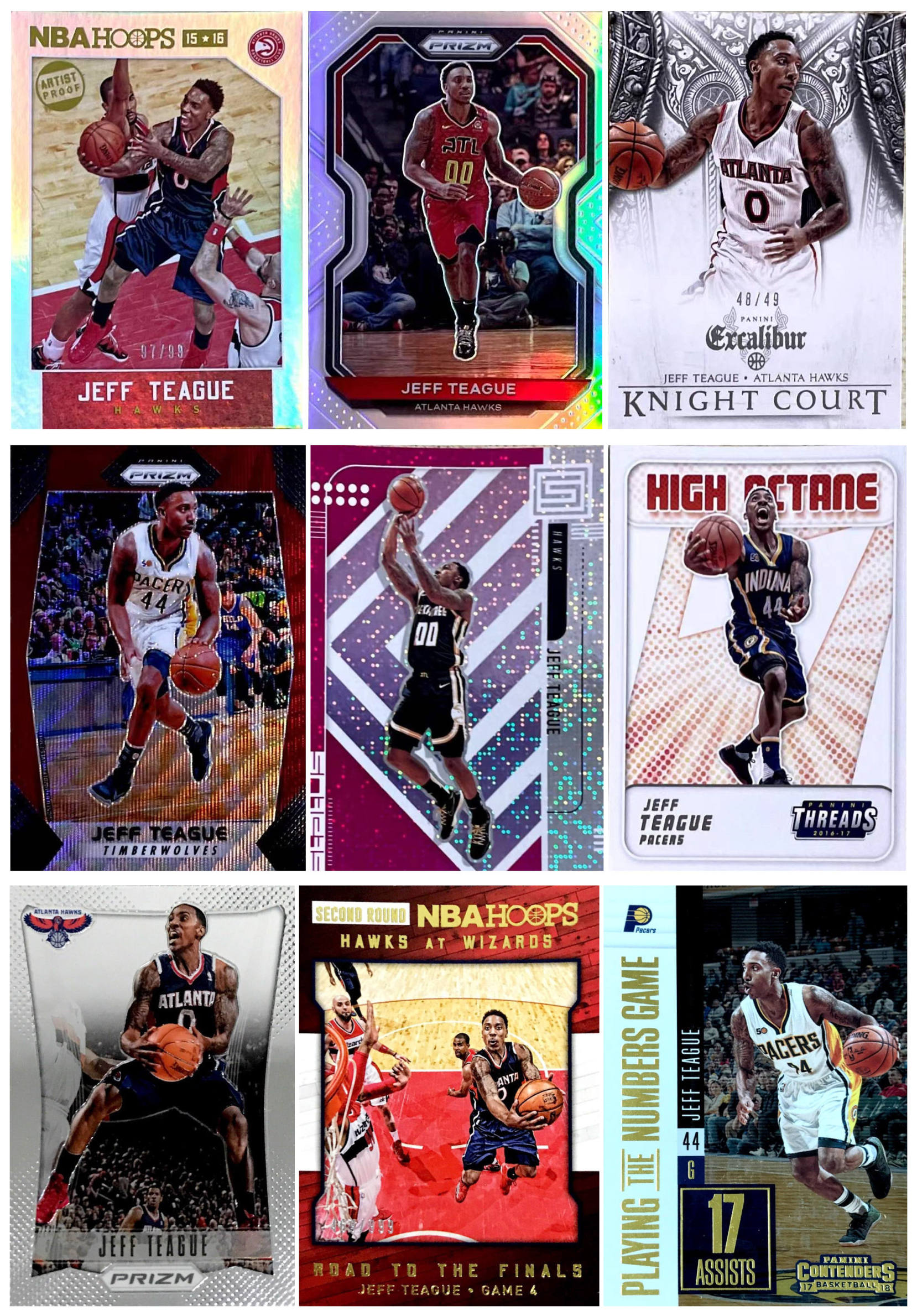 (iR) NBA star card Panini Jeff Teague limited to reframing Putka