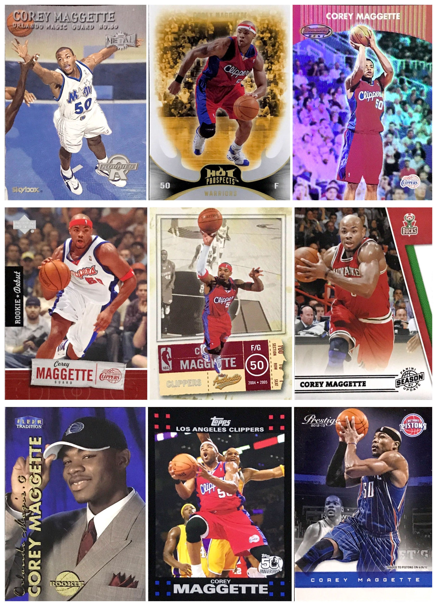 (iR) NBA star card UD Topps CorrimaGetty Corey Maggette Putka
