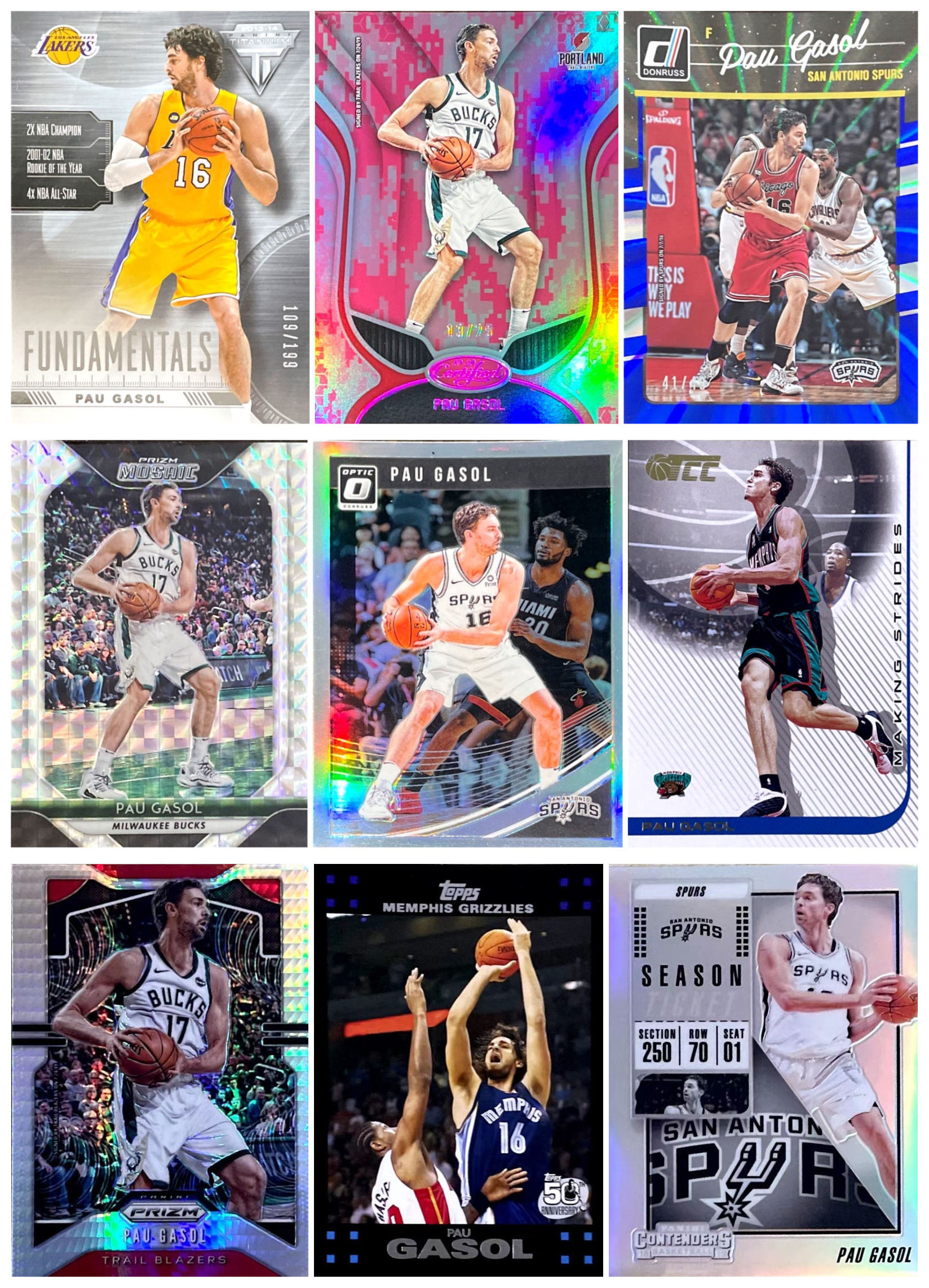 (iR) NBA star card Panini UD Rafa Laurenma ball Gasol Pau Gasol limited Ptka