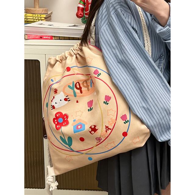 ຄົນອັບເດດ: trendy drawstring backpack ແມ່ຍິງ canvas bag ການອອກແບບງາມ niche drawstring pocket ນັກສຶກສາ backpack canvas bag