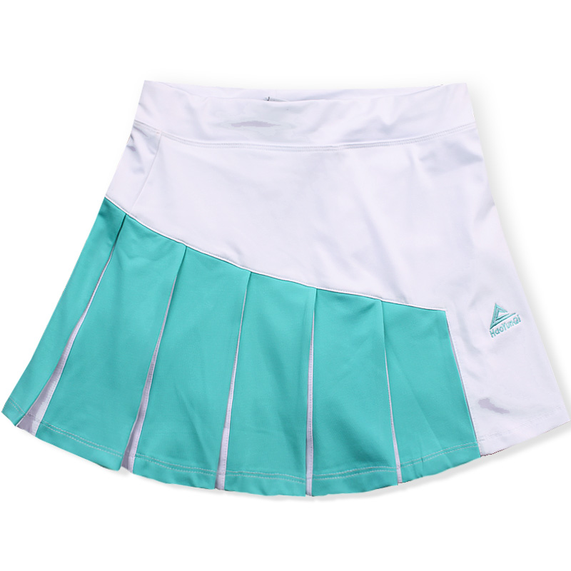 Sports skirt tennis skirt women's fake two pieces of contrasting color breathable running side pleated color patch badminton belt pocket anti-light