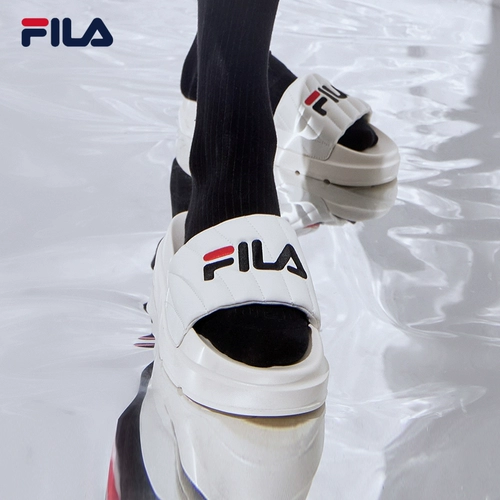 Официальная женская обувь FILA, спортивная обувь, летние сандалии на толстой подошве, пляжная обувь, женские туфли для рафтинга, черный-молочно-белый BK, синяя глазурованная трава