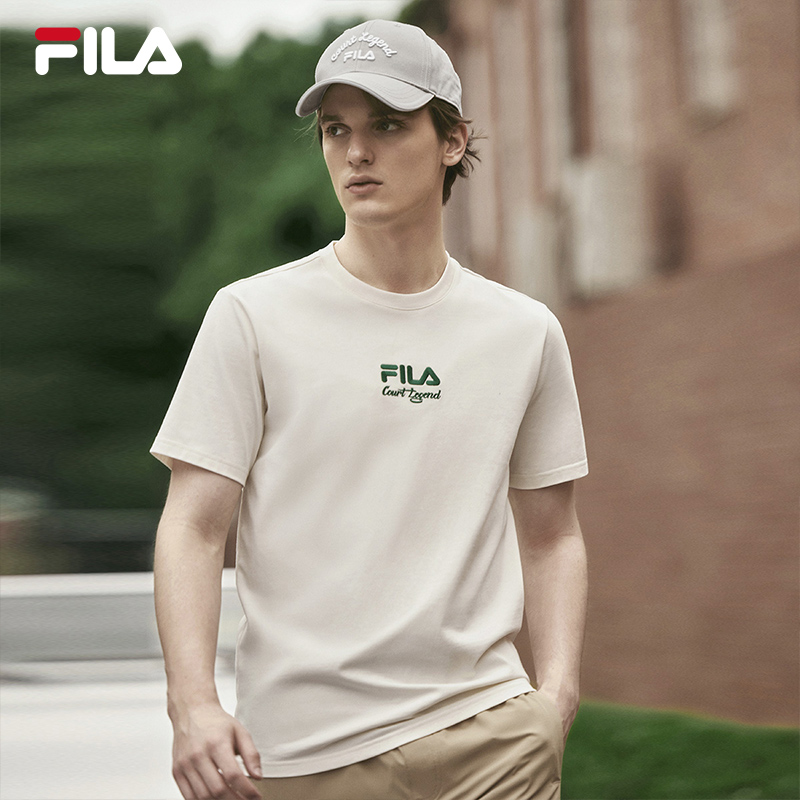 FILA フィラ公式スポーツ半袖Tシャツメンズ夏新作カジュアルルーズニット通気性ラウンドネックトップ