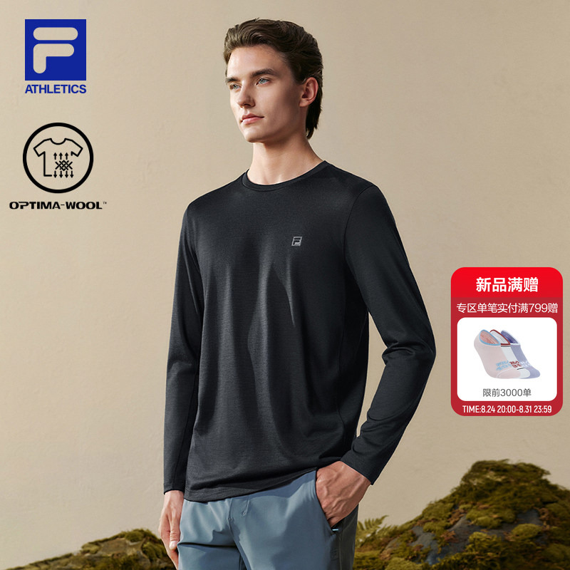 Fila Fitness Long T-Shirt | Fila Knitted Wool Long-Sleeve T-Shirt for Men, New Autumn Lightweight Sports Basic Base Layer Top Fila Fitness Long T-Shirt | Fila Knitted Wool Long-Sleeve T-Shirt for Men, New Autumn Lightweight Sports Basic Base Layer Top