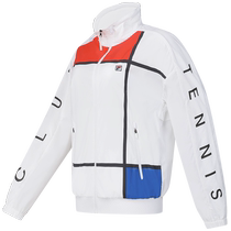 FILA Official Womens Woven Jacket 2024 Summer New Tennis Sports Contrast Color Loose Stand-Collar Top