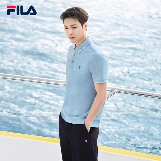 Zhang Yixing과 같은 FILA 옷깃 반팔 티셔츠 남성 여름 비즈니스 통기성 폴로 셔츠 스포츠 탑