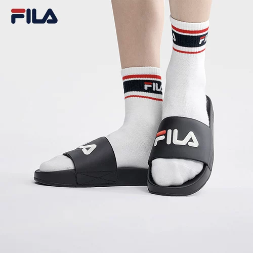 Официальная женская обувь FILA, спортивная обувь, летние сандалии на толстой подошве, пляжная обувь, женские туфли для рафтинга, черный-молочно-белый BK, синяя глазурованная трава