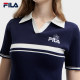 FILA Official Women's Knitted Shirt 2024 Summer New Fashion Casual Contrast Color Lapel Short-Sleeved Top