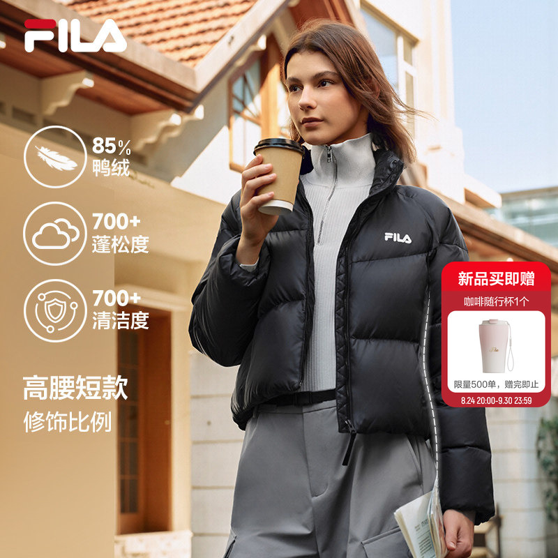 Fila down Jacket | Fila Women's down Jacket Winter Melard Spicy Girl Style Puffer Jacket Warm Sports Coat