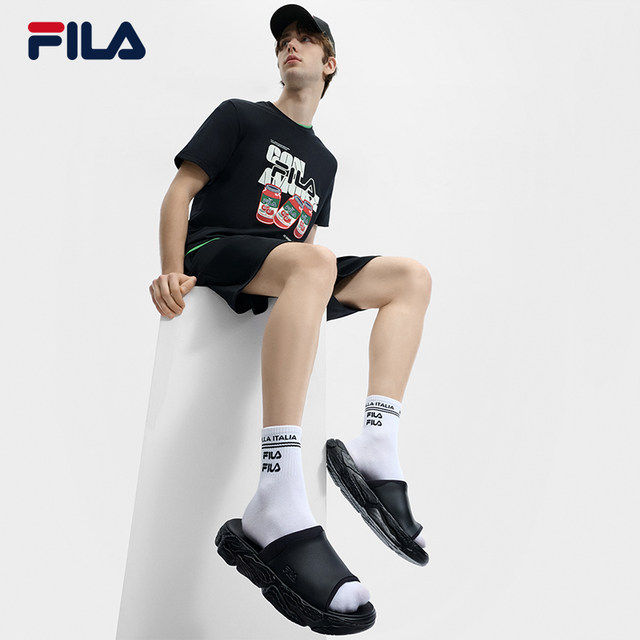 FILA ເກີບຜູ້ຊາຍຢ່າງເປັນທາງການ Fern Grass Sports Slippers 2024 Summer New Beach Shoes Sandals Casual Shoes