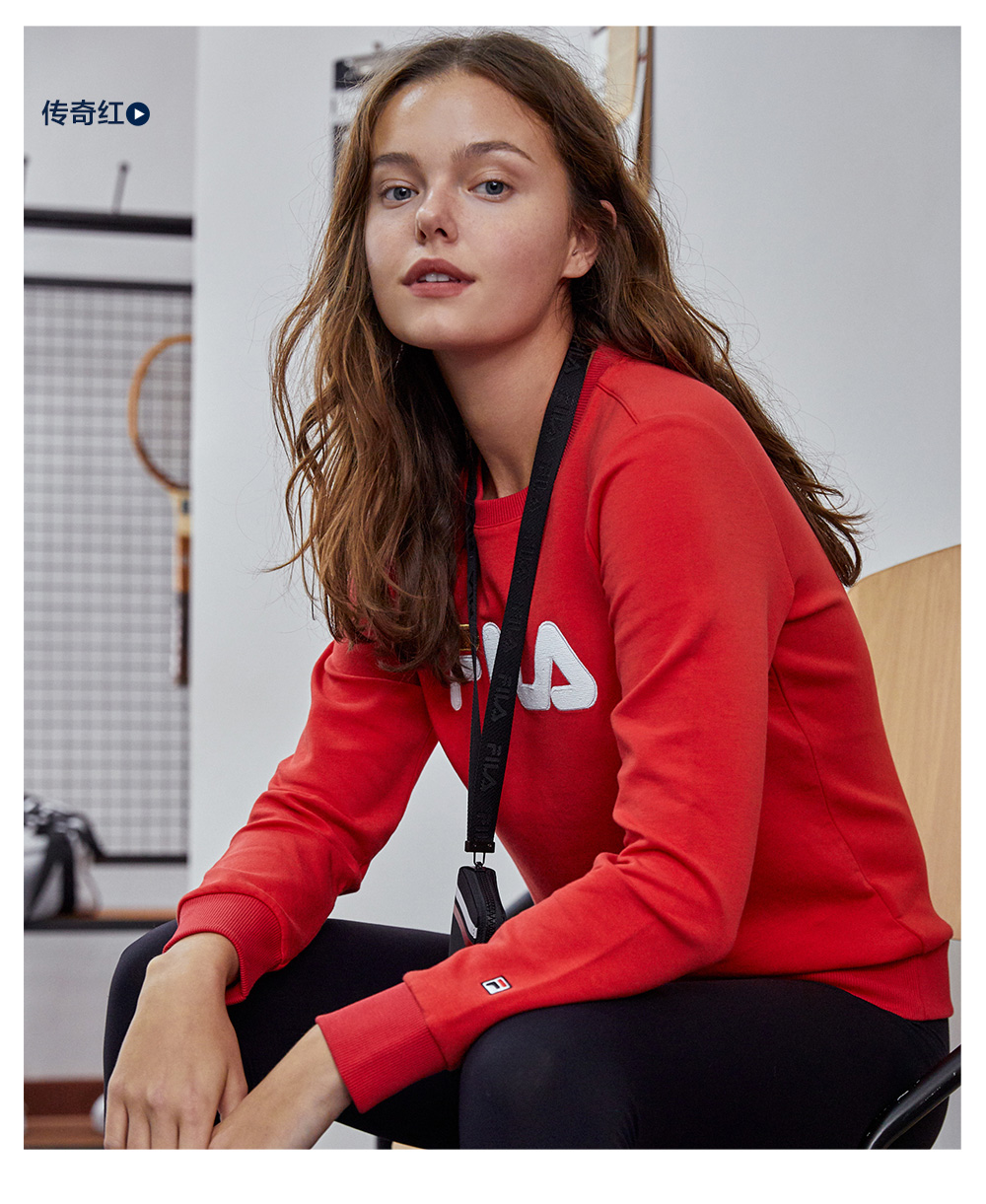 Áo len nữ chính hãng của Fila Fila 2019 Mùa xuân mới Thời trang đơn giản đan áo thun nữ - Thể thao lông cừu / jumper áo sweater nam form rộng