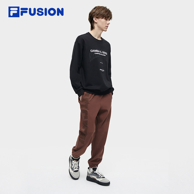 FILAFUSION Fila trendy brand men's knitted pullover 2024 spring new style letter embroidered pure cotton sweatshirt