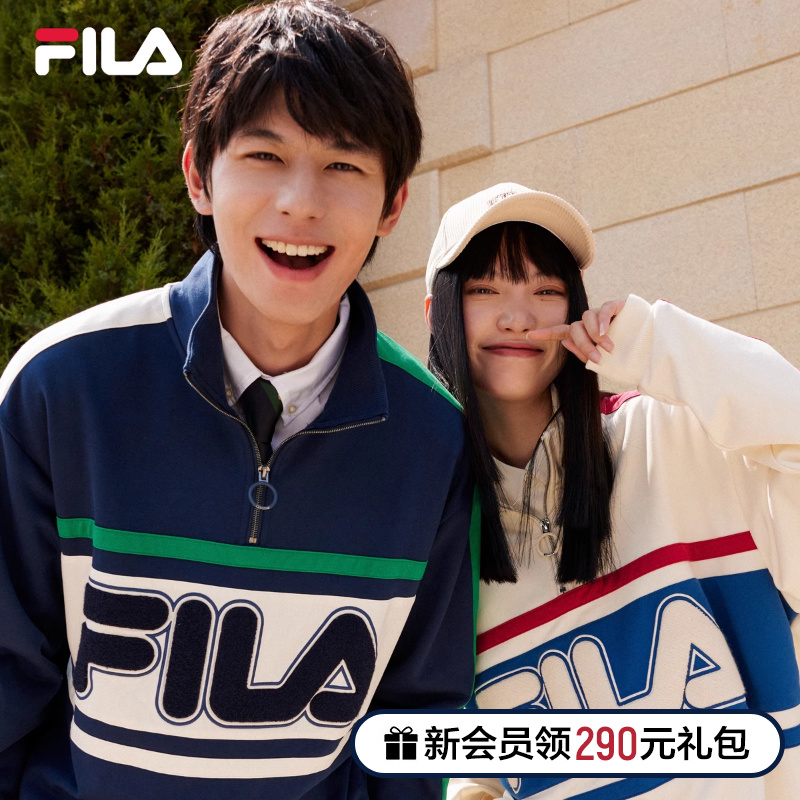 FILA Filatte Official Couple sweatshirt 2023 Fall new retro men and women with the same loose sleeve headcoat-Taobao