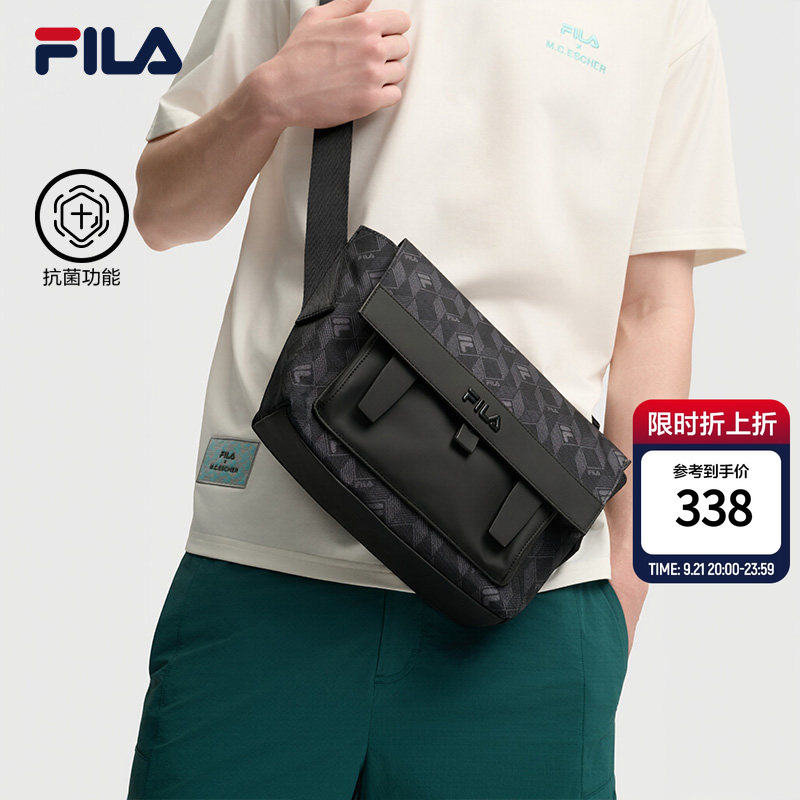 [Wang Anyu Recommends] Fila Black Warrior丨Fila Vintage Bag Men's Black Versatile Daily Commuting Shoulder Bag