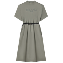 FILA Milan series womens knitted dress 2024 summer new style half-high collar loose waist skirt
