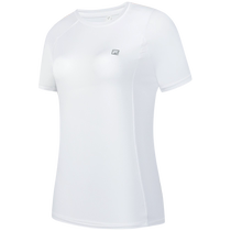FILA official womens knitted short-sleeved shirt 2024 autumn new fitness sports simple round-neck white T-shirt