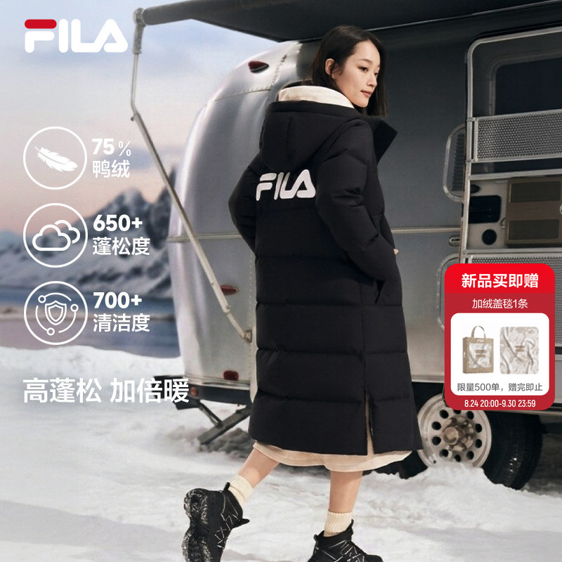 Fila Puffy down Jacket | Fila Women's Long down Jacket Winter Anti-Stain Hooded Sports Warm Coat